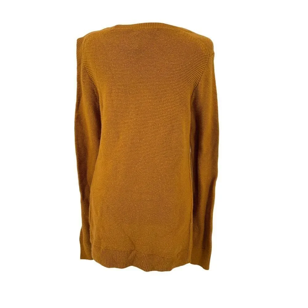 Madewell Women’s Mustard Yellow Knit Sweater Pullover Size Medium Cotton Blend - Picture 3 of 7